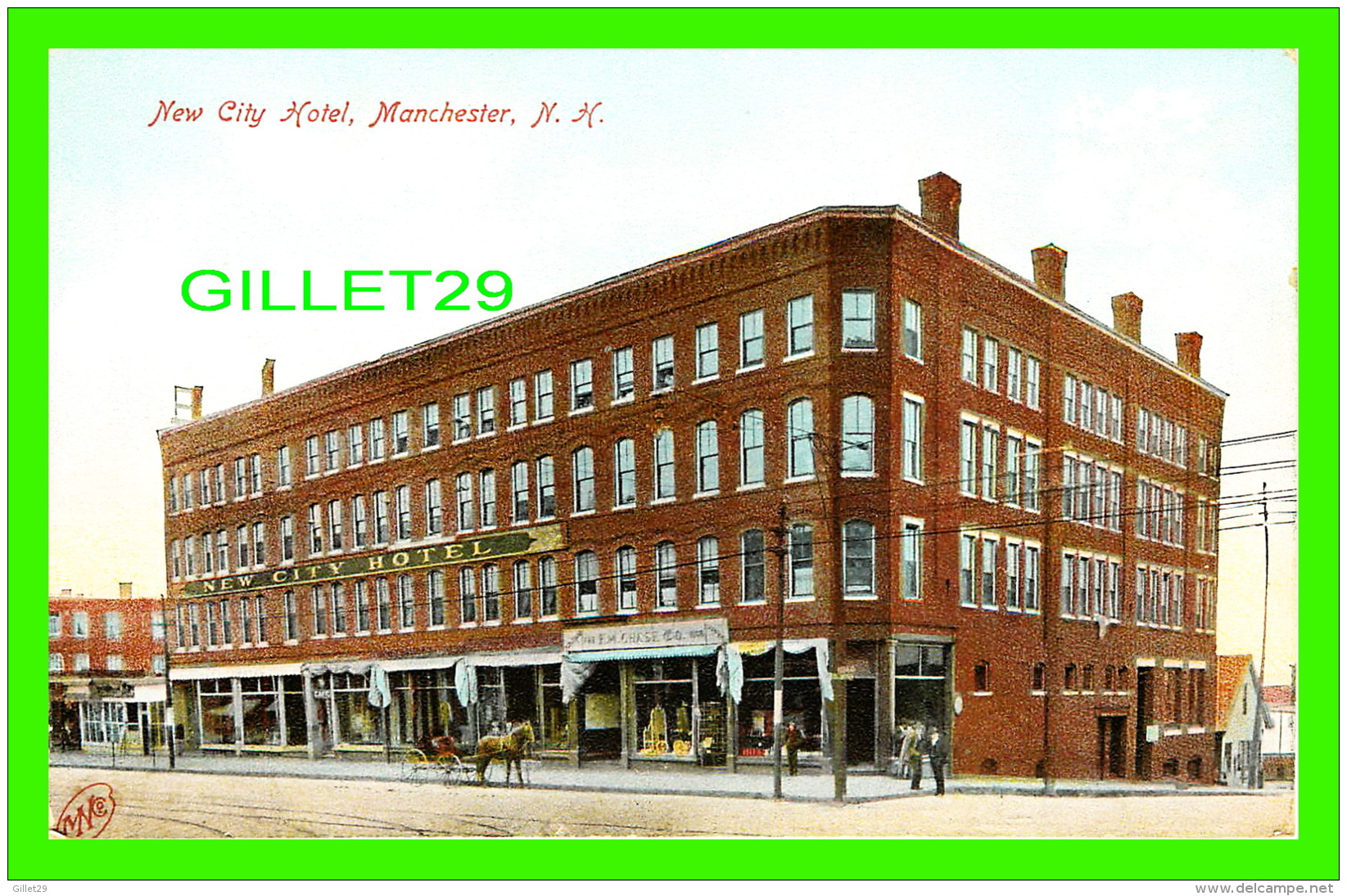 MANCHESTER, NH - NEW CITY HOTEL - ANIMATED -  WRITTEN - 3/4 BACK - THE METROPOLITAN NEWS CO - - Manchester