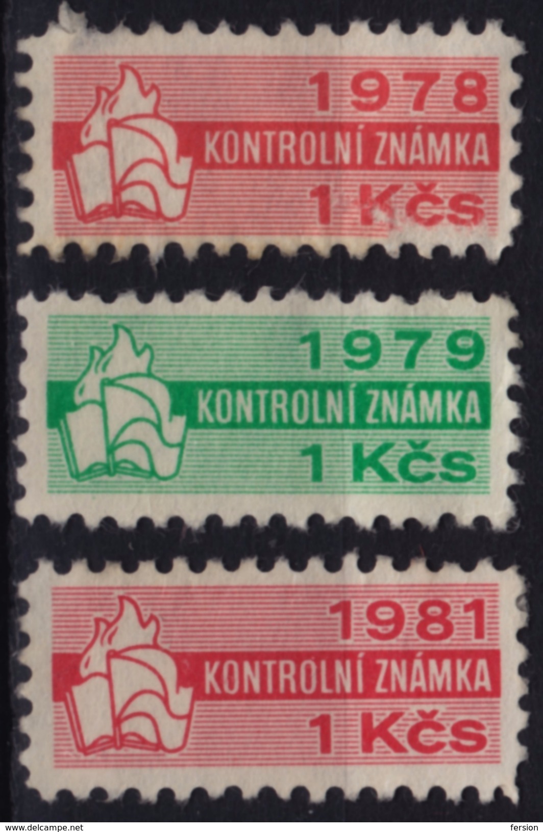 Kontrolní Znamka 1978  Controll / Member Stamp - 1978 1979 1981 Czechoslovakia Label Cinderella Vignette FLAG BOKK FLAME - Dienstzegels