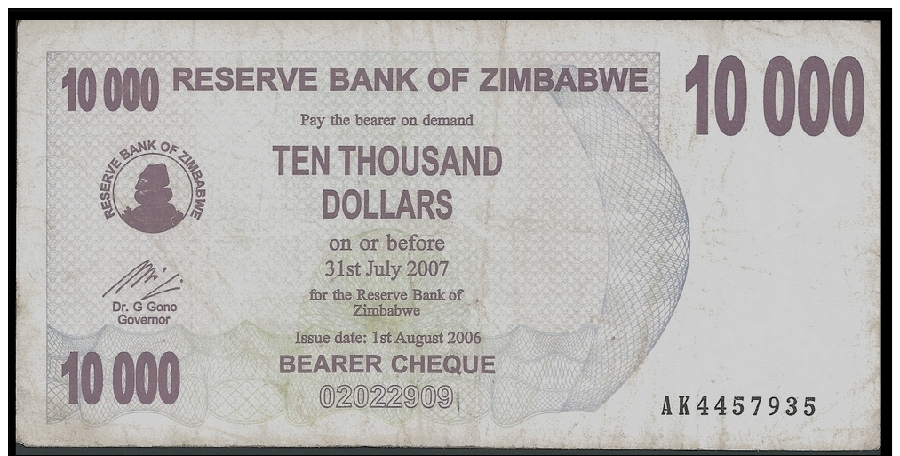 Zimbabwe 10000 DOLLARS 2006 P 46b  ( Zimbabue  ) - Zimbabwe