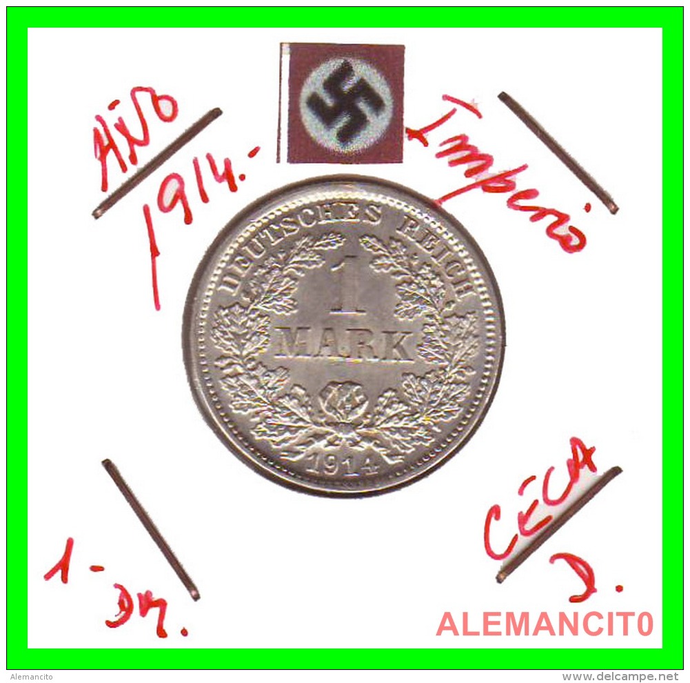 GERMANY -  IMPERIO - DEUTSCHES REICH - 1 Mark. AÑO 1914-D - 1 Mark