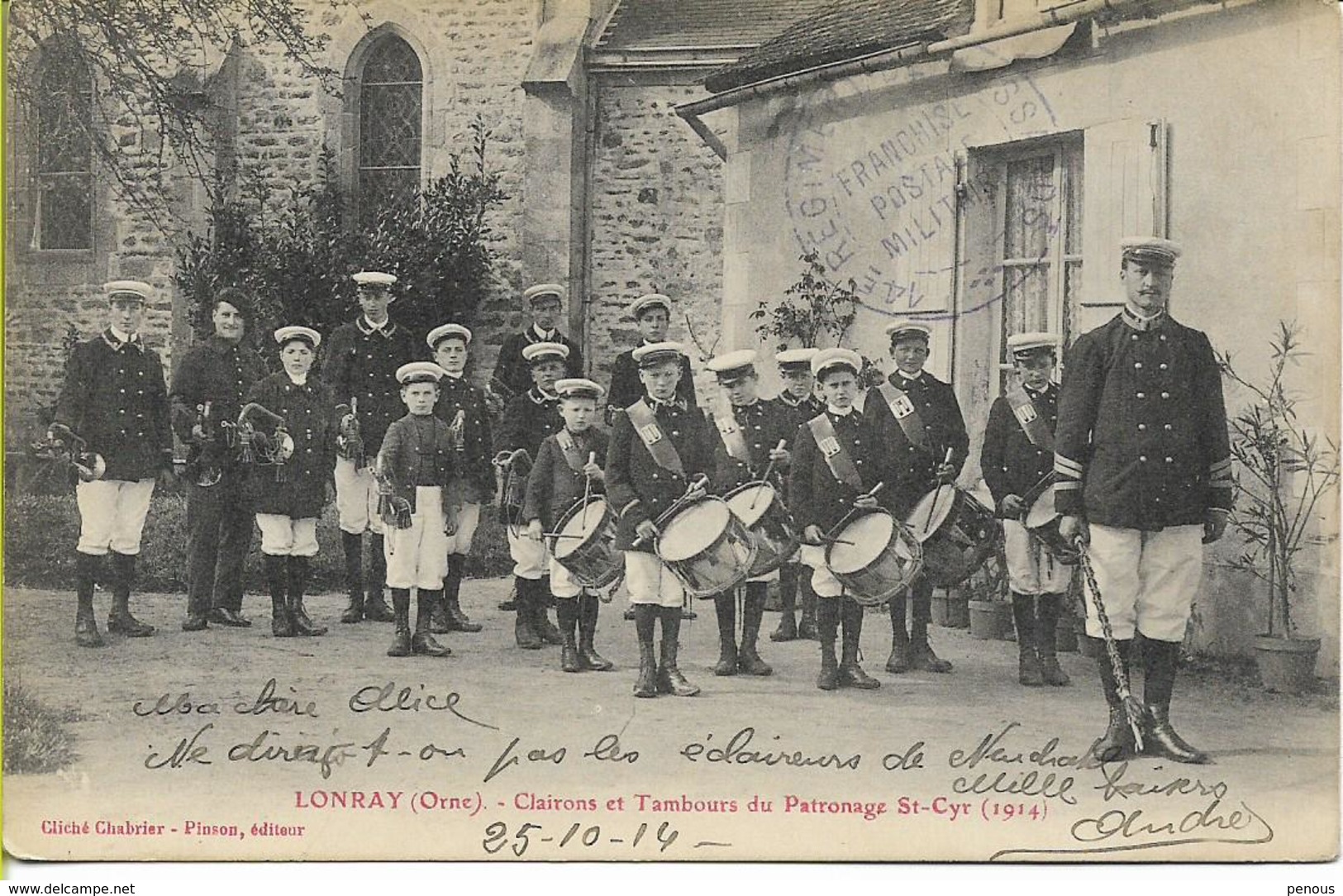 LONRAY Clairons Et Tambours Du Patronage St CYR  (superbe Cachet De Franchise Militaire Du 14éme Régiment De DRAGONS) - Autres & Non Classés