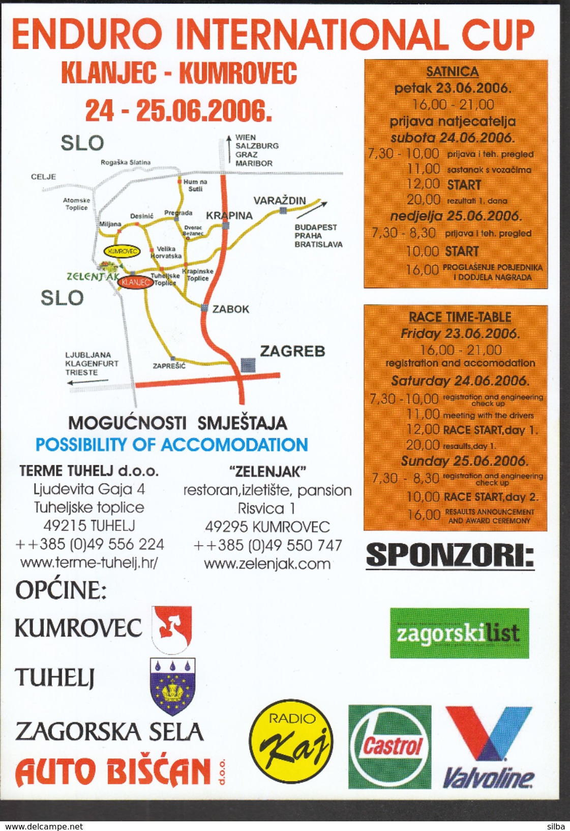 Croatia Klanjec - Kumrovec 2006 / TIMETABLE / International Enduro Cup / Motocross - Europe