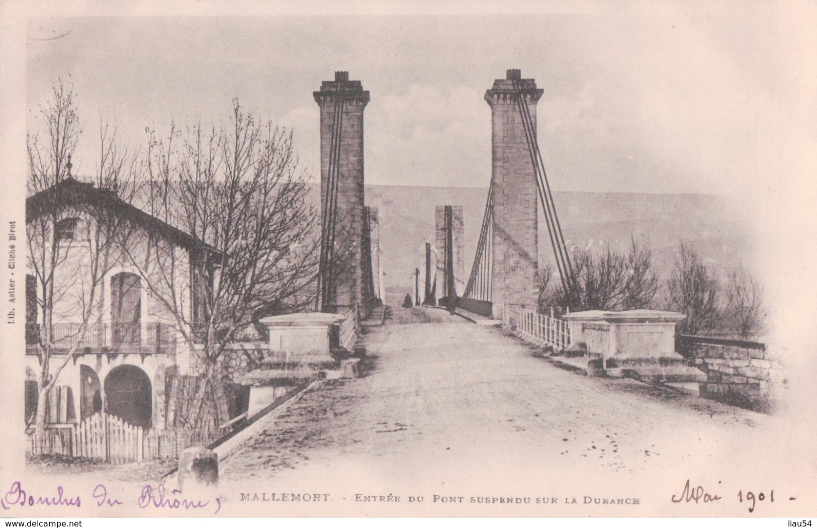 MALLEMORT Entrée Du Pont Suspendu Sur La Durance (1901) - Mallemort