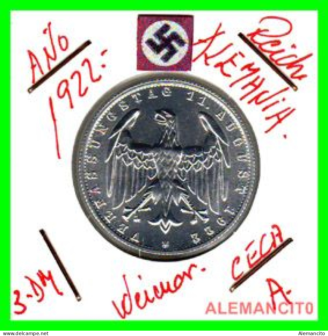 GERMANY - WEIMAR REPUBLIC -  3 Mark  AÑO 1922 -A     Aluminum - 3 Mark & 3 Reichsmark