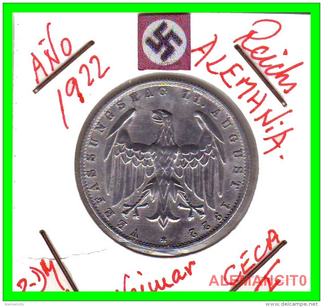 GERMANY - WEIMAR REPUBLIC -  3 Mark  AÑO 1922 -F     Aluminum - 3 Mark & 3 Reichsmark