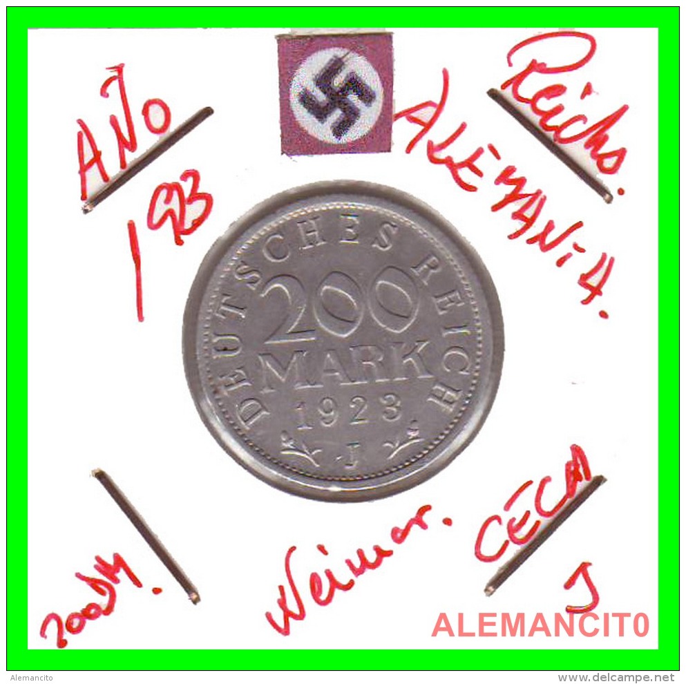 GERMANY - WEIMAR REPUBLIC -  200 Mark  AÑO 1923 -J     Aluminum  DEUTSCHES REICH - 200 & 500 Mark