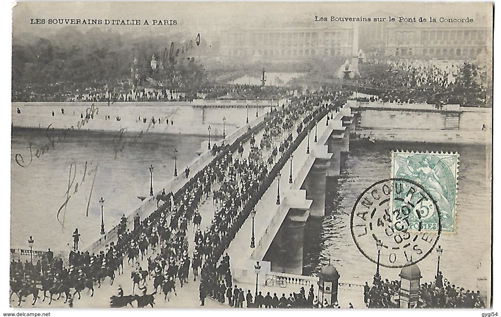 Les Souverains D'Italie  à Paris Les Souverains  Sur Le Pont De La Concorde - Manifestations