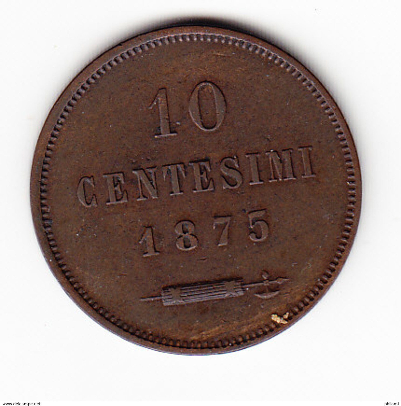 COINS   SAINT-MARIN       KM  2  ( SAN  MARINO)  CT.10  UNC   1875 .      (SM 1509) - Saint-Marin