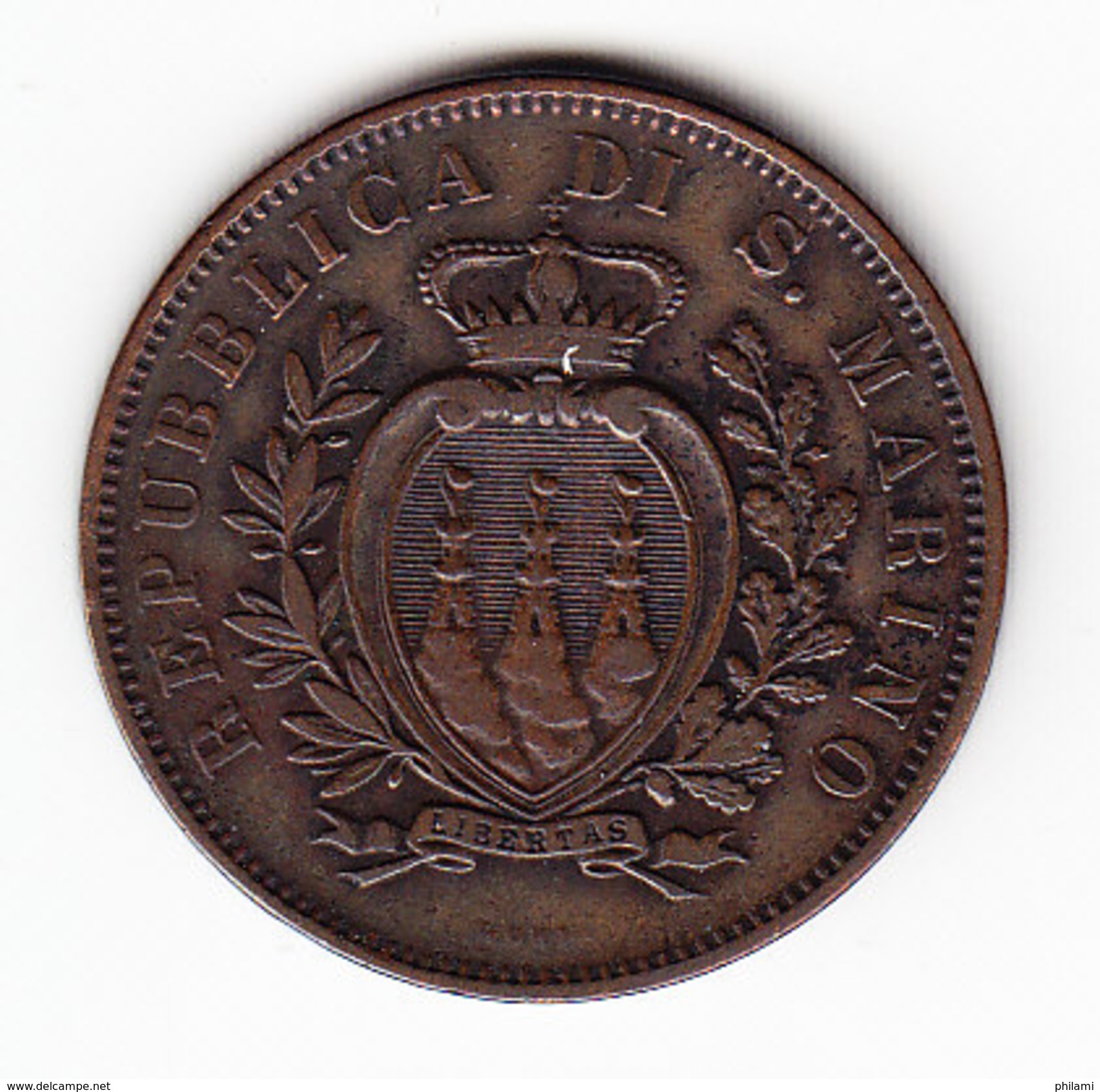 SAN MARINO, KM 2 1893 10 Cents XF+. (FP42) - Saint-Marin