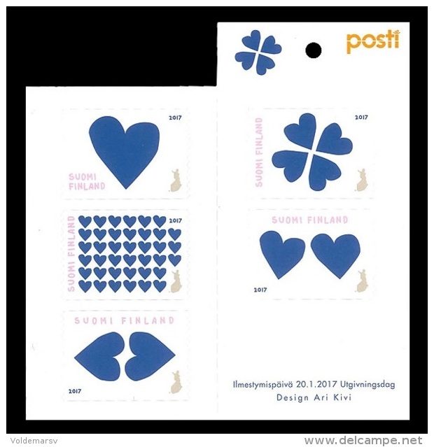 Finland 2017 Mih. 2485/89 St. Valentine Day. Blue Hearts MNH ** - Unused Stamps