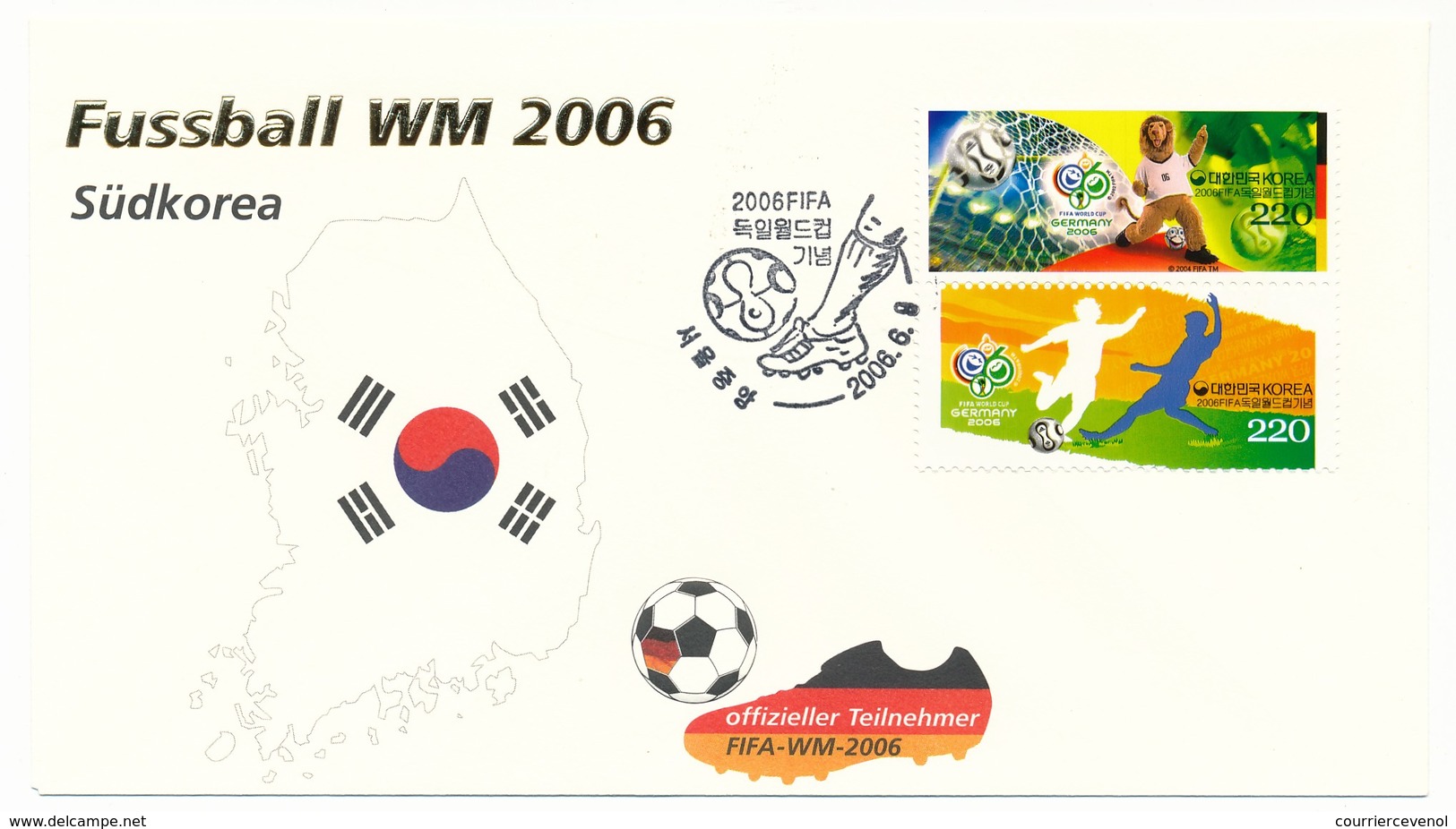 Enveloppe FDC - COREE DU SUD - Coupe Du Monde Football 2006 - 9 Juin 2006 - 2006 – Alemania