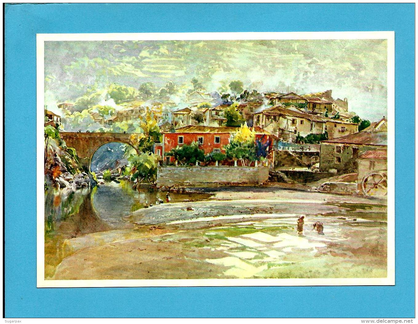 AVÔ - Lavadeiras, Ponte E Azenha - InteiroPostal Stationery Card - Serie I RG 1 - Aguarela De Roque Gameiro - Portugal - Entiers Postaux