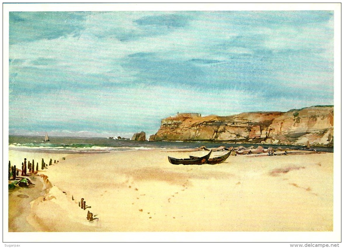 Nazaré - Barcos Na Praia - InteiroPostal Stationery Card - Serie I RG 7 - Aguarela De Roque Gameiro - Portugal - Postal Stationery