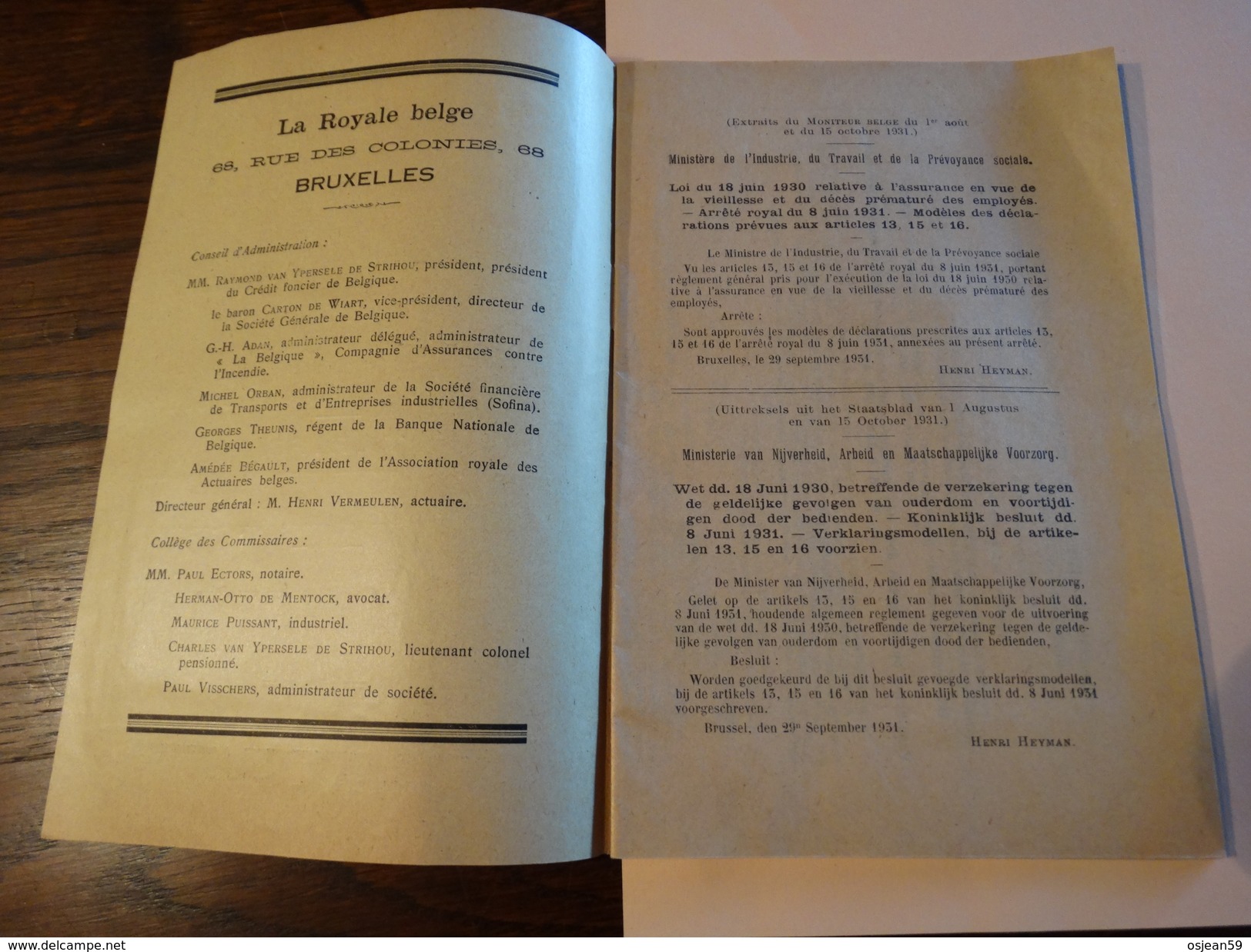 La Royale Belge-pension Des Employés - Tarifs (petit Fascicule De 30 Pages) Année 1930 - Bank & Insurance