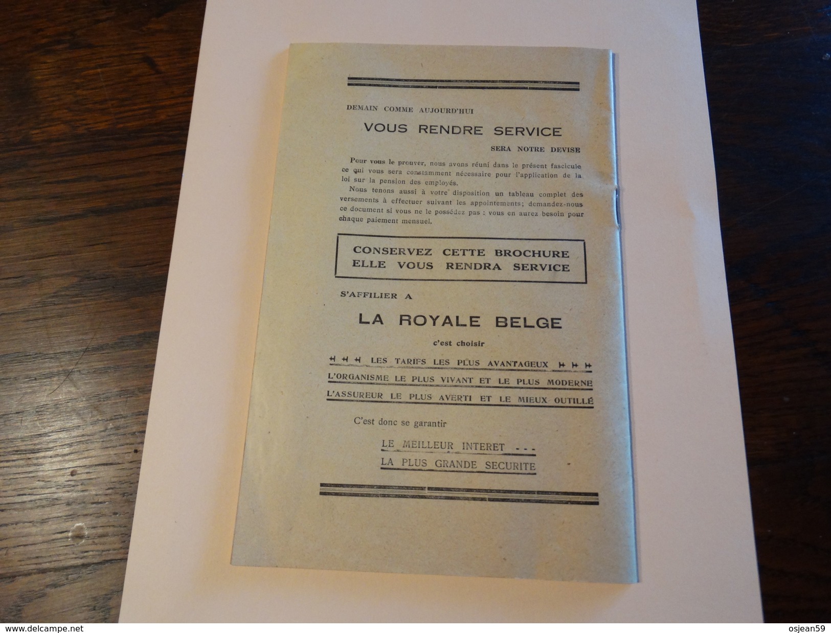 La Royale Belge-pension Des Employés - Tarifs (petit Fascicule De 30 Pages) Année 1930 - Bank & Insurance