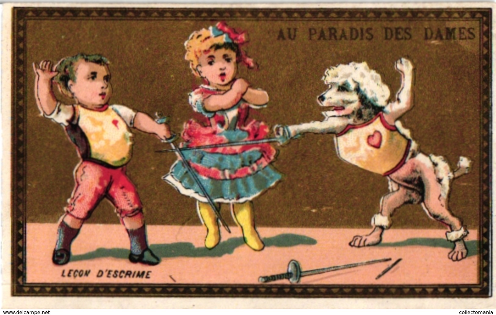 3 Trade Cards Chromo FENCING ESCRIME FECHTEN Pub Marseille Paradis Des Dames Paris La Laitière Litho - Fechten