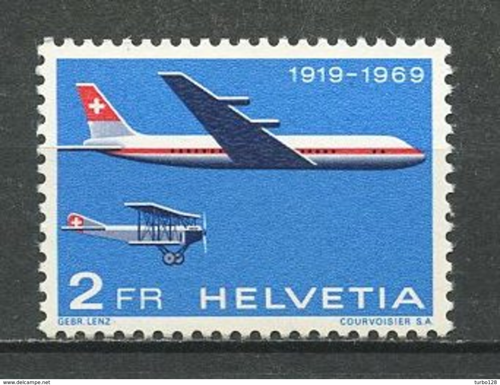 SUISSE PA 1969 N° 46 Neuf ** MNH  Superbe Cote 4 &euro;  Avions Planes Poste Aérienne Officielle Transports - Neufs