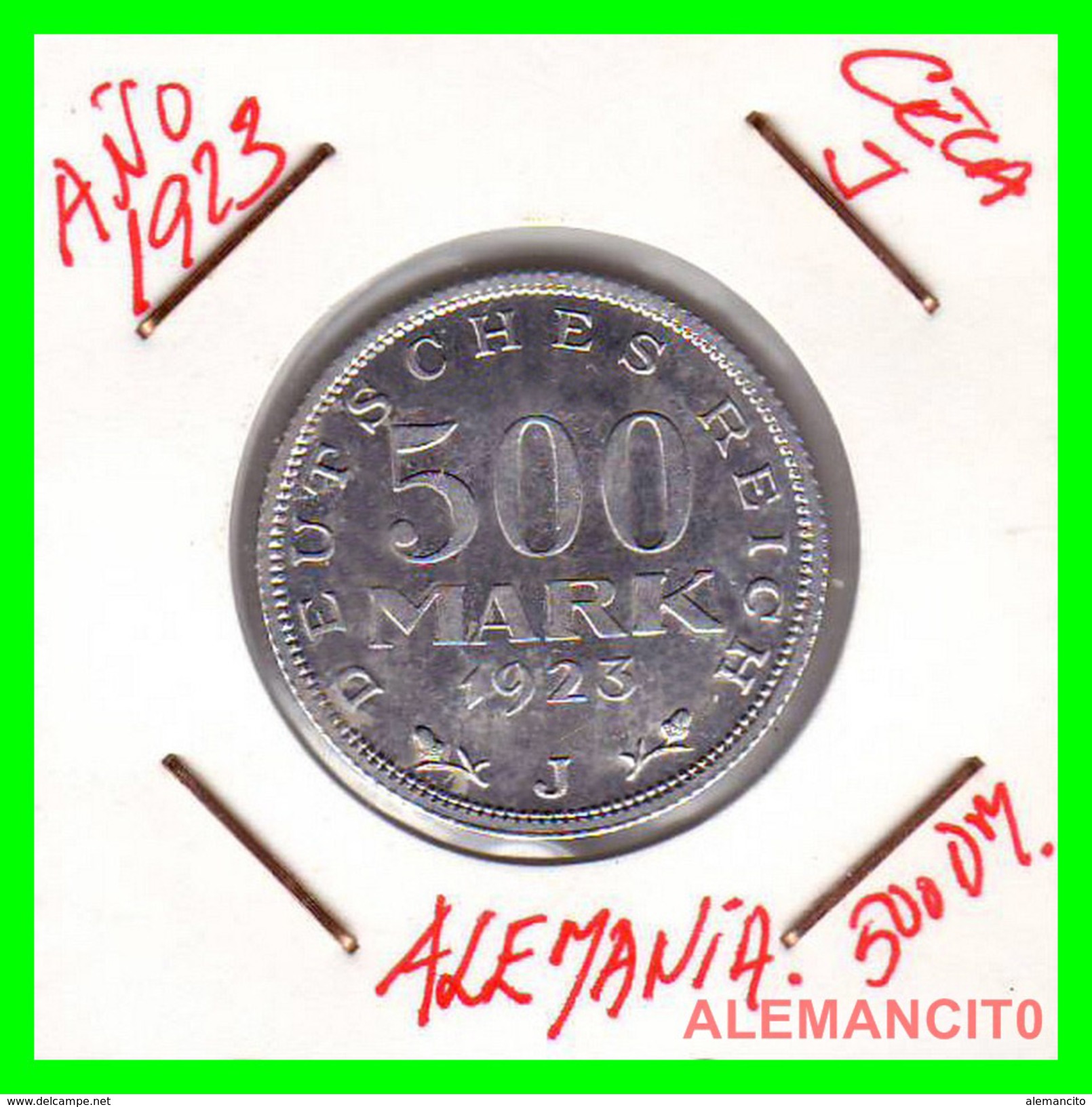 GERMANY - WEIMAR REPUBLIC -  500 Mark  AÑO 1923 -J   Aluminum  DEUTSCHES REICH - 200 & 500 Mark