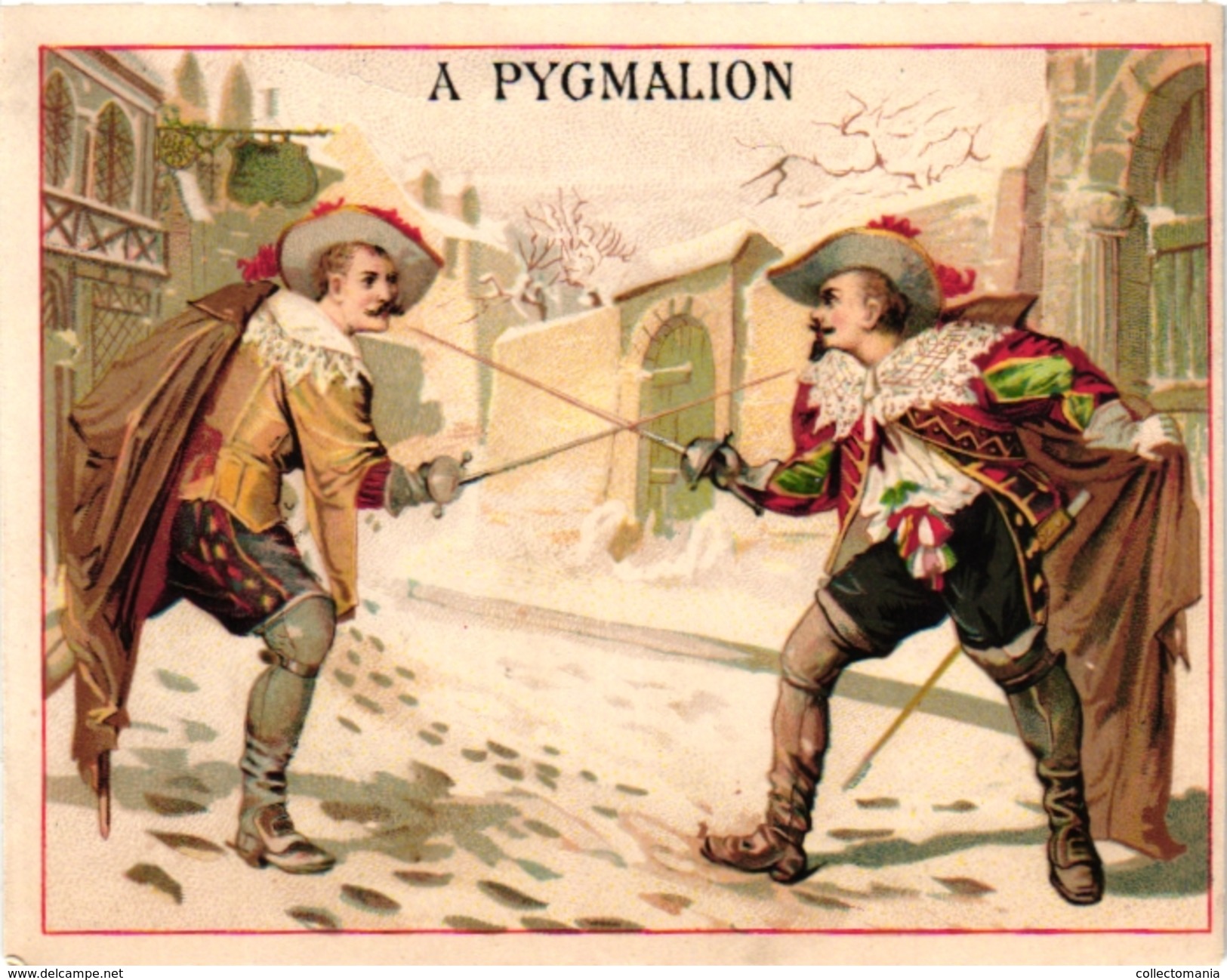 1 Trade Card Chromo   FENCING ESCRIME FECHTEN Pub  A Pygmalion Paris Litho Bataille C1900 - Fencing