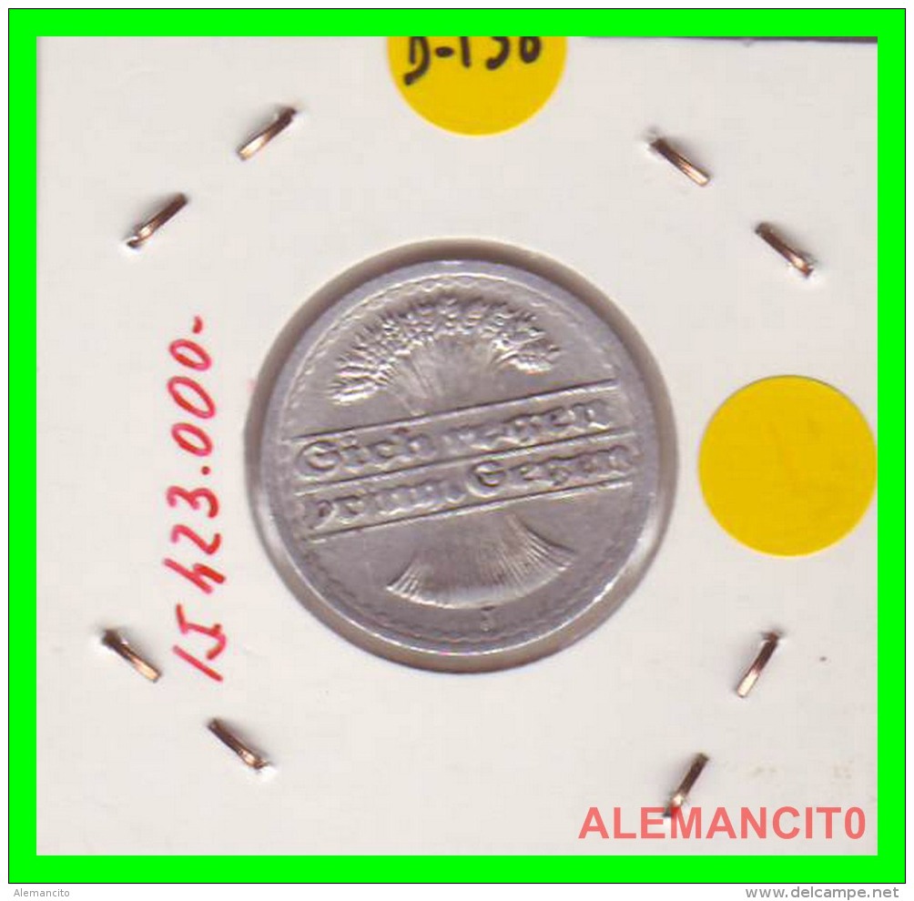 GERMANY - WEIMAR REPUBLIC - 50 PFENNIG - AÑO 1920-J  Aluminum - 50 Rentenpfennig & 50 Reichspfennig