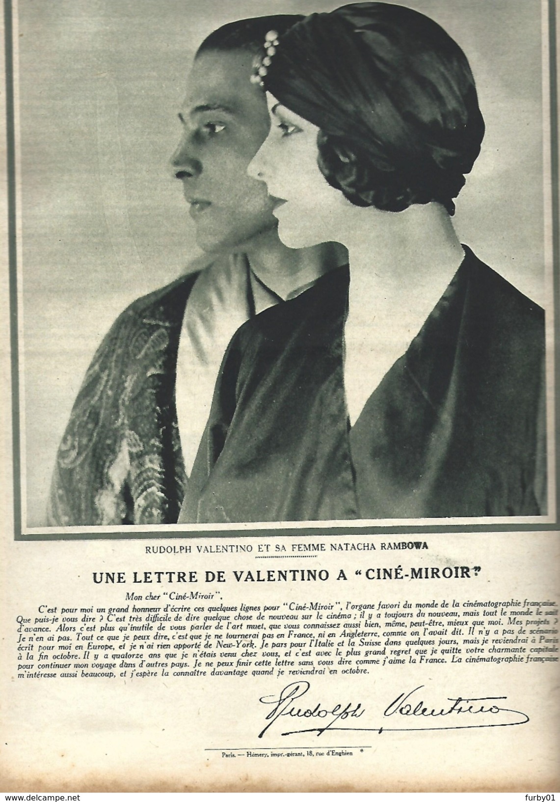 Cine Miroir  N° 34 15 Septembre 1923  Si-Tchun - Rigadin - Harold Lloyd - Rudolph Valentino - 1900 - 1949