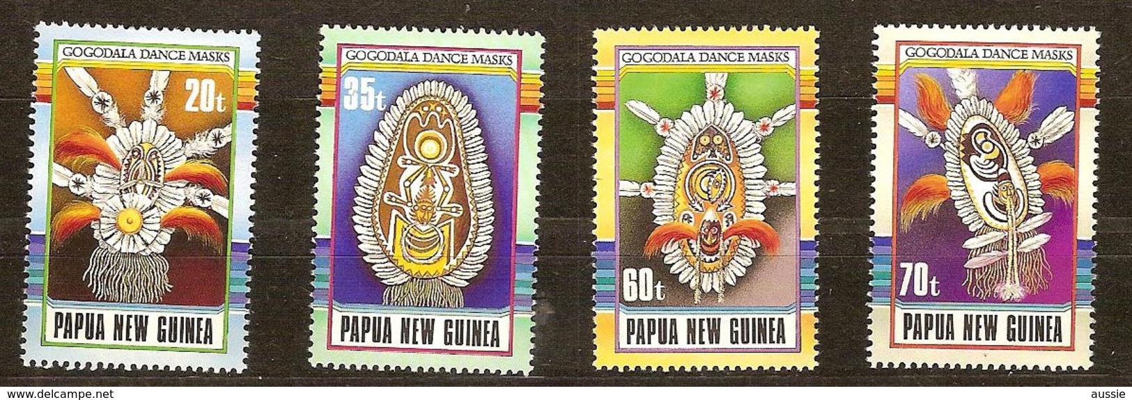 Papouasie Papua New Guinea 1990 Yvert 611-614 *** MNH Cote 7,00 Euro Masques Maskers - Papouasie-Nouvelle-Guinée