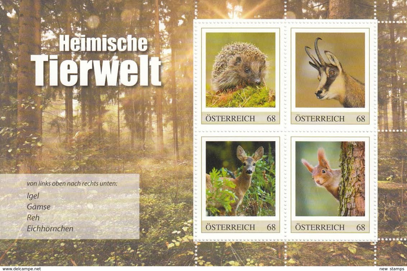 Austria 2017 Fauna Hedgehog Squirrel SS Of 4v MNH - Unused Stamps