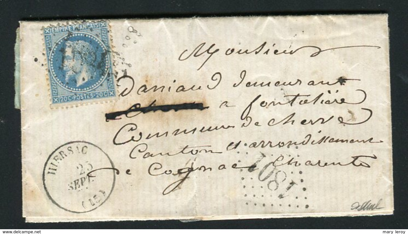 Lettre De Hiersac Pour Fontalière ( Septembre 1871 ) - Cote 2600 Euros - 1849-1876: Classic Period