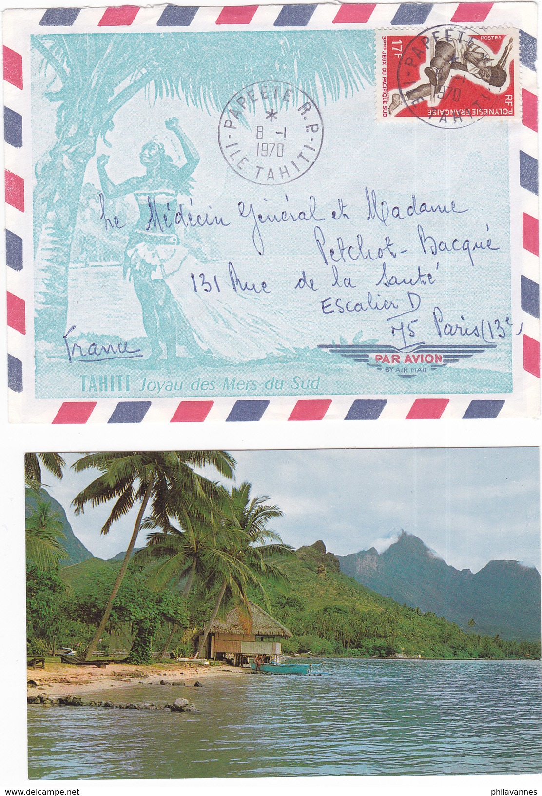 Polynésie Française, Lettre De Papeete De 1970, N° 67 ( Poly17/002) - Lettres & Documents