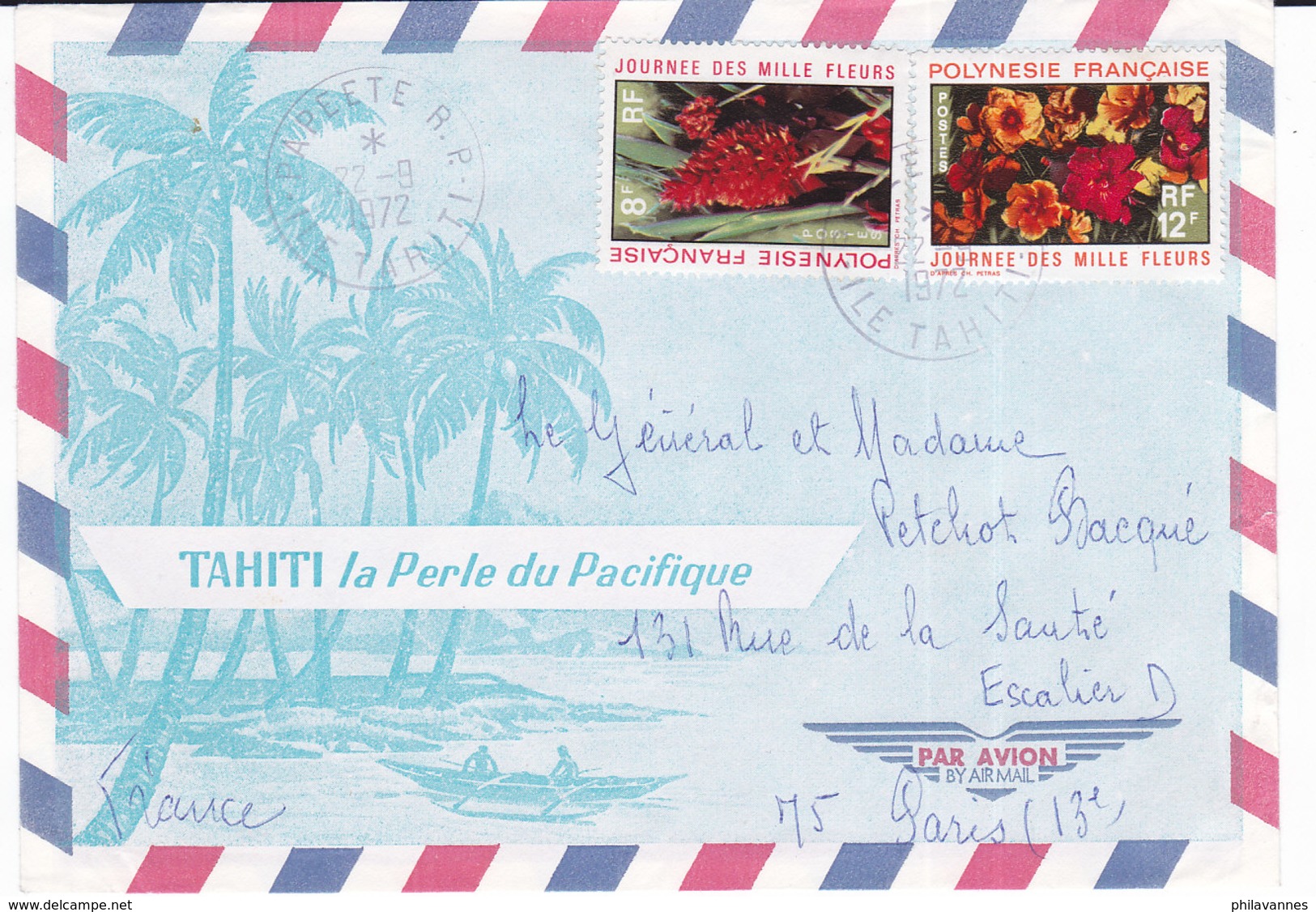 Polynésie Française, Lettre De Papeete De 1972, N° 83+84 ( Poly17/005) - Lettres & Documents