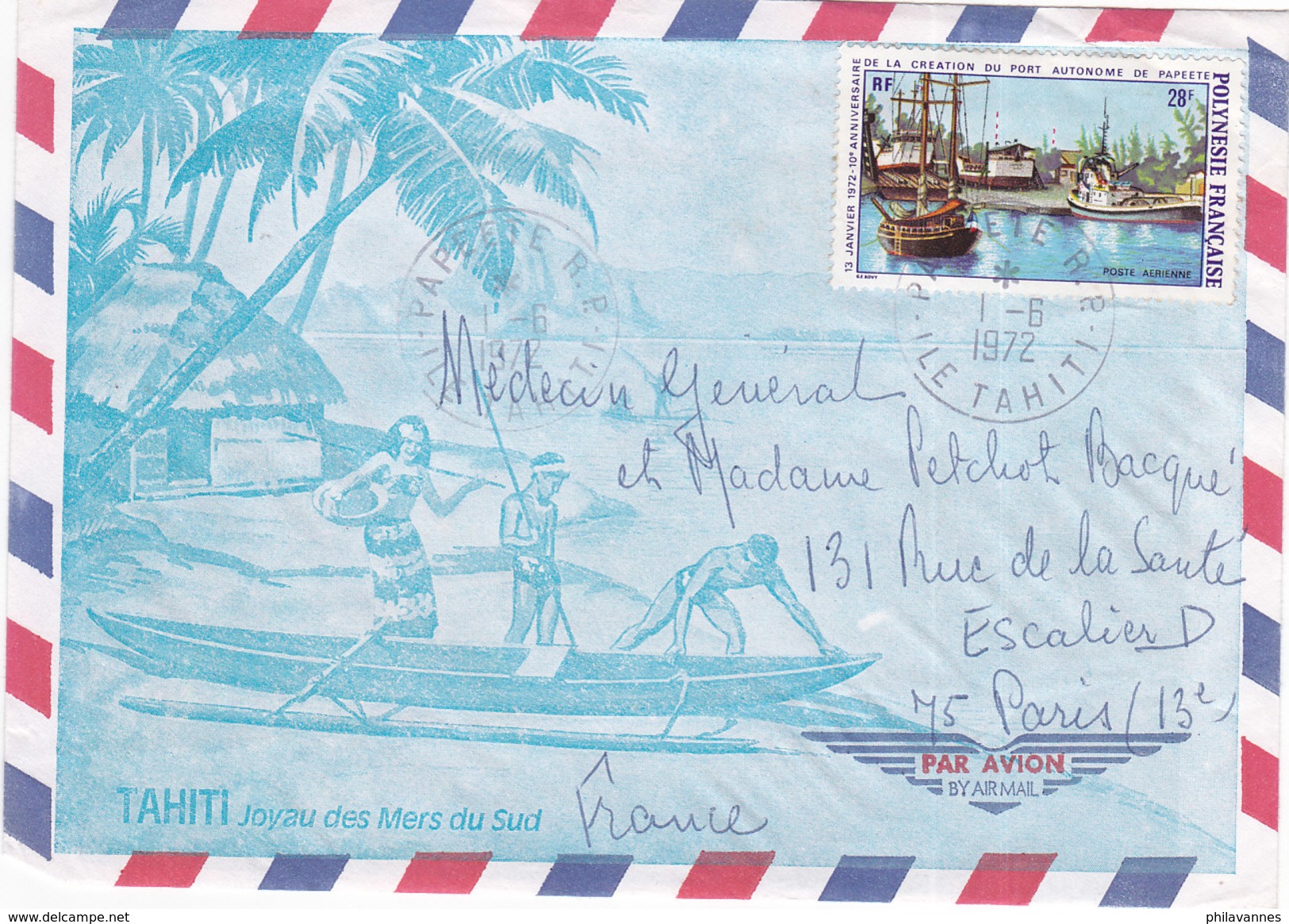 Polynésie Française, Lettre De Papeete De 1972, N° PA 60 ( Poly17/008) - Lettres & Documents