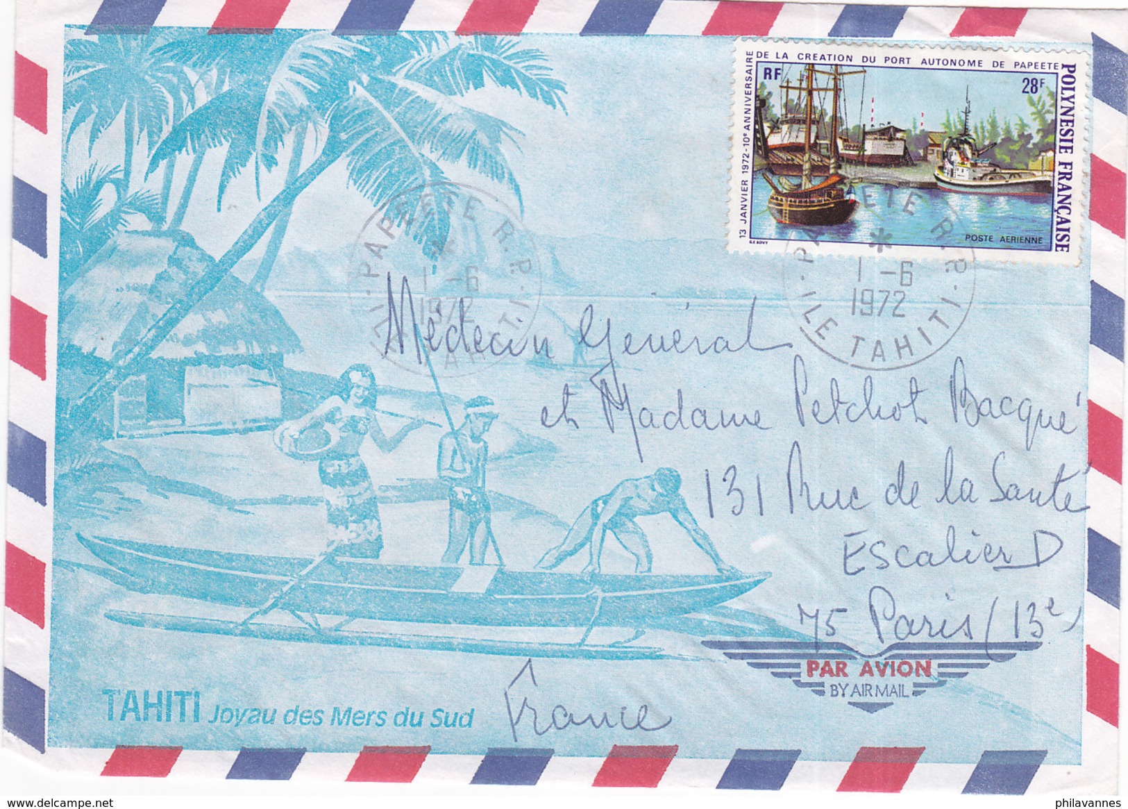 Polynésie Française, Lettre De Papeete De 1972, N° PA 60 ( Poly17/008) - Storia Postale