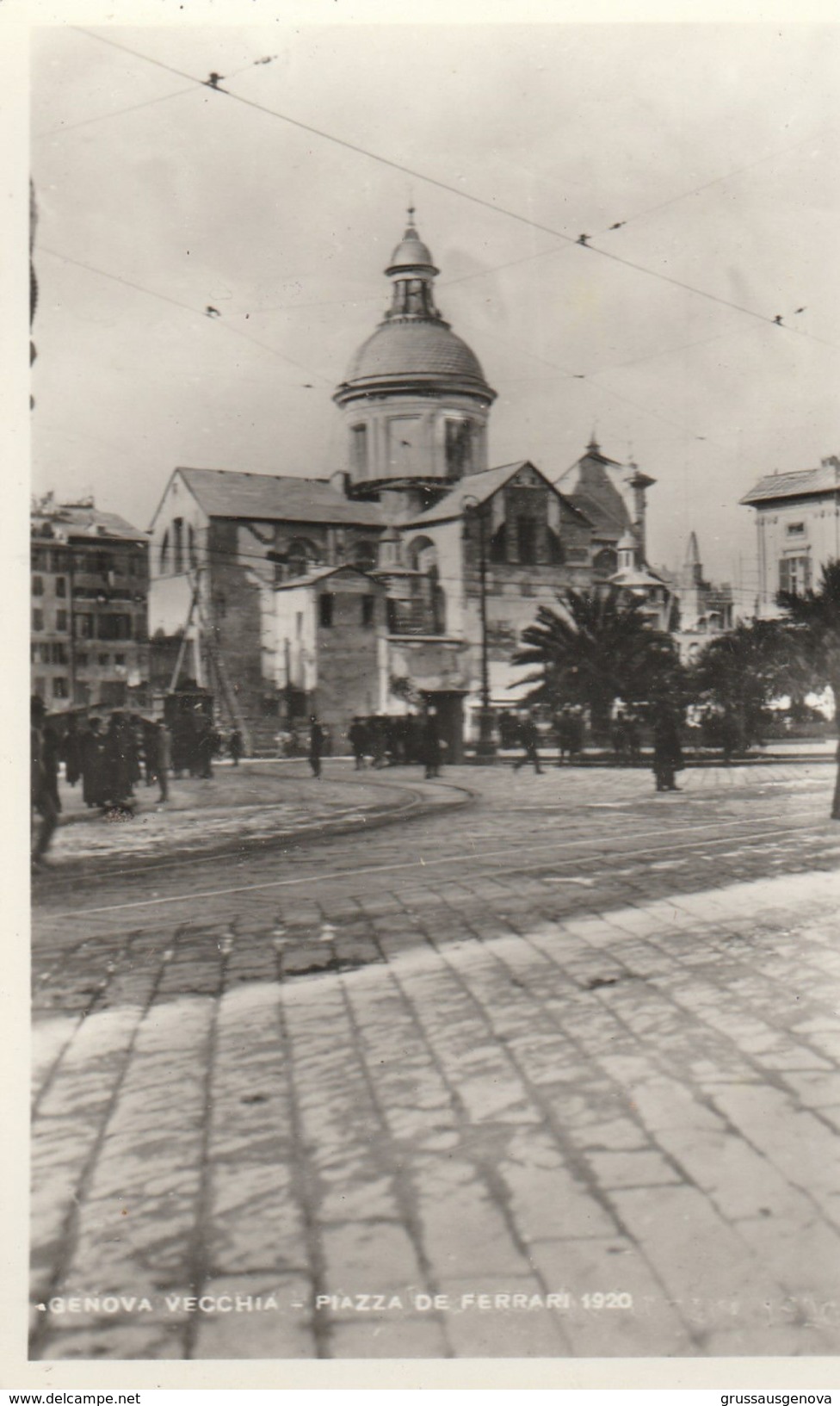 10724) GENOVA VECCHIA PIAZZA DE FERRARI 1920 CREDO SIANO CARTOLINE CON IMMAGINI DI FINE 800 INIZIO 900 STAMPATE ANNNI 50 - Genova (Genoa)