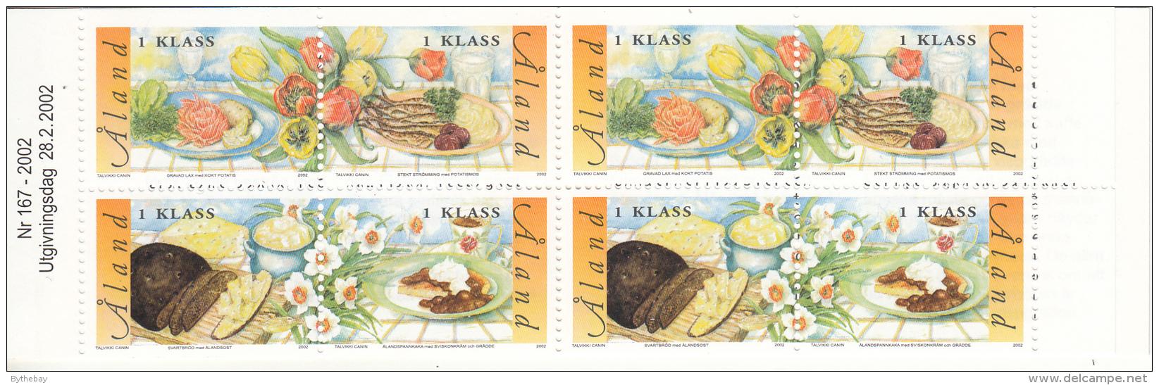 Aland MNH 2002 Booklet Foods: Gravlax, Herring, Black Bread, Pancakes - Aland