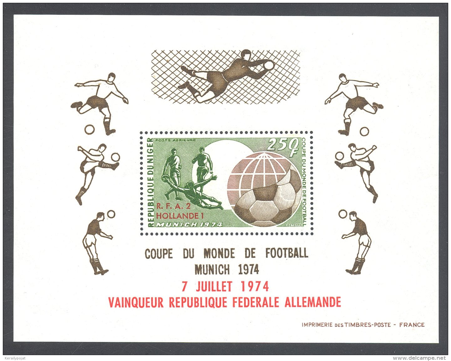 Niger 1974 Football World Champion Overprints Block MNH__(THB-5664) - Niger (1960-...)