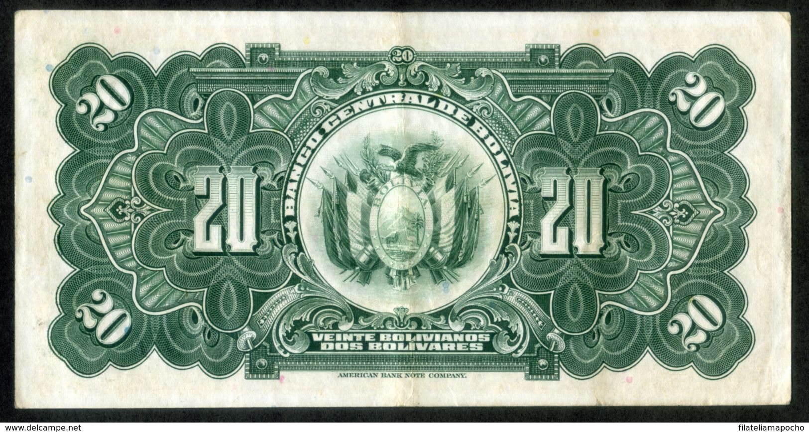 BOLIVIA BILLETES; 1928 - 20 BOLIVIANOS - Bolivia