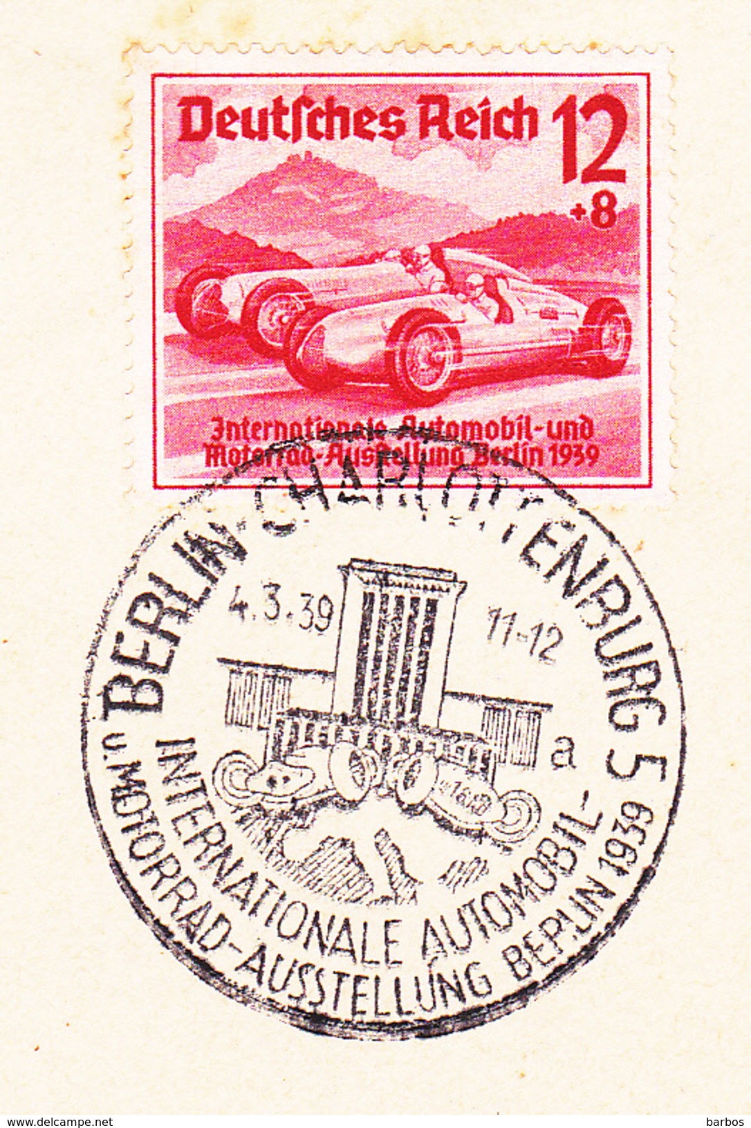 Germany ; 1939 ; Internationale Automobil Motorrad Ausstellung ; Special Cancell - Other & Unclassified