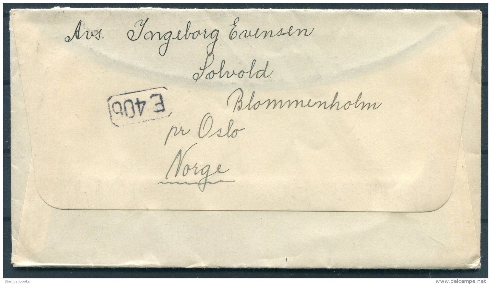 1927 Norway 30 Ore Blue Posthorn Cover Blommenholm - Amsterdam, Holland - Covers & Documents