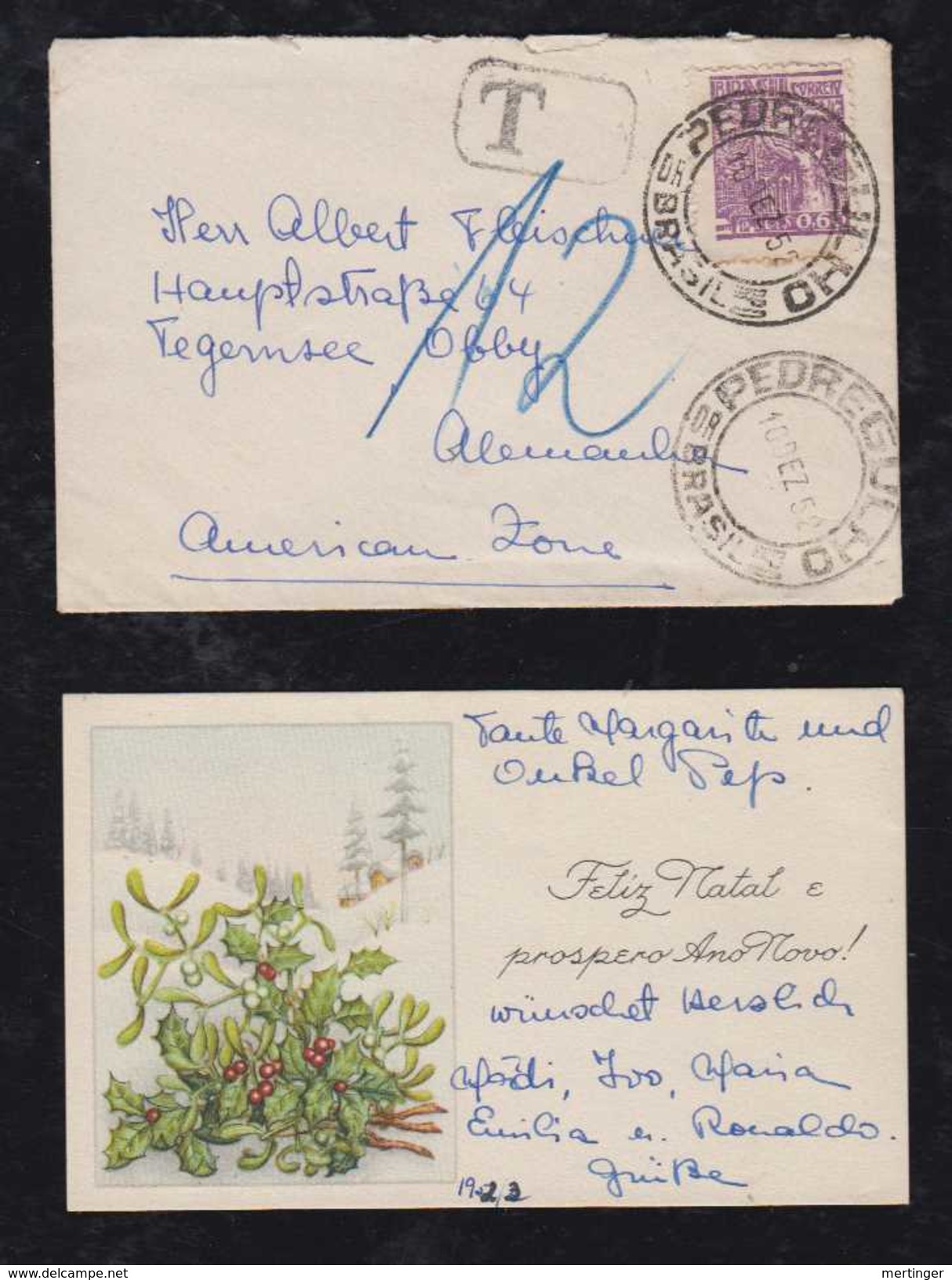 Brazil Brasil 1952 Lady Cover PEDREGULHO To TEGERNSEE Germany Postage Due - Storia Postale