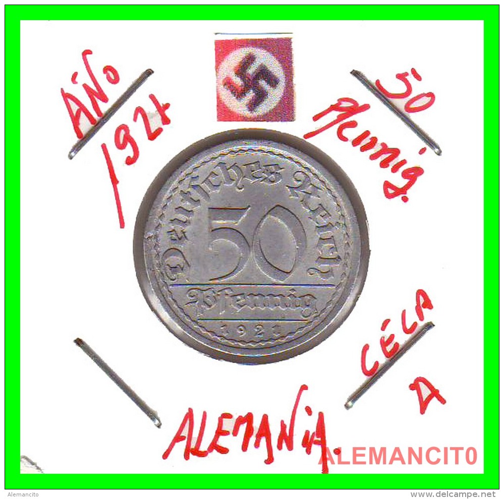 GERMANY - WEIMAR REPUBLIC - 50 PFENNIG - AÑO 1921-A  Aluminum - 50 Rentenpfennig & 50 Reichspfennig