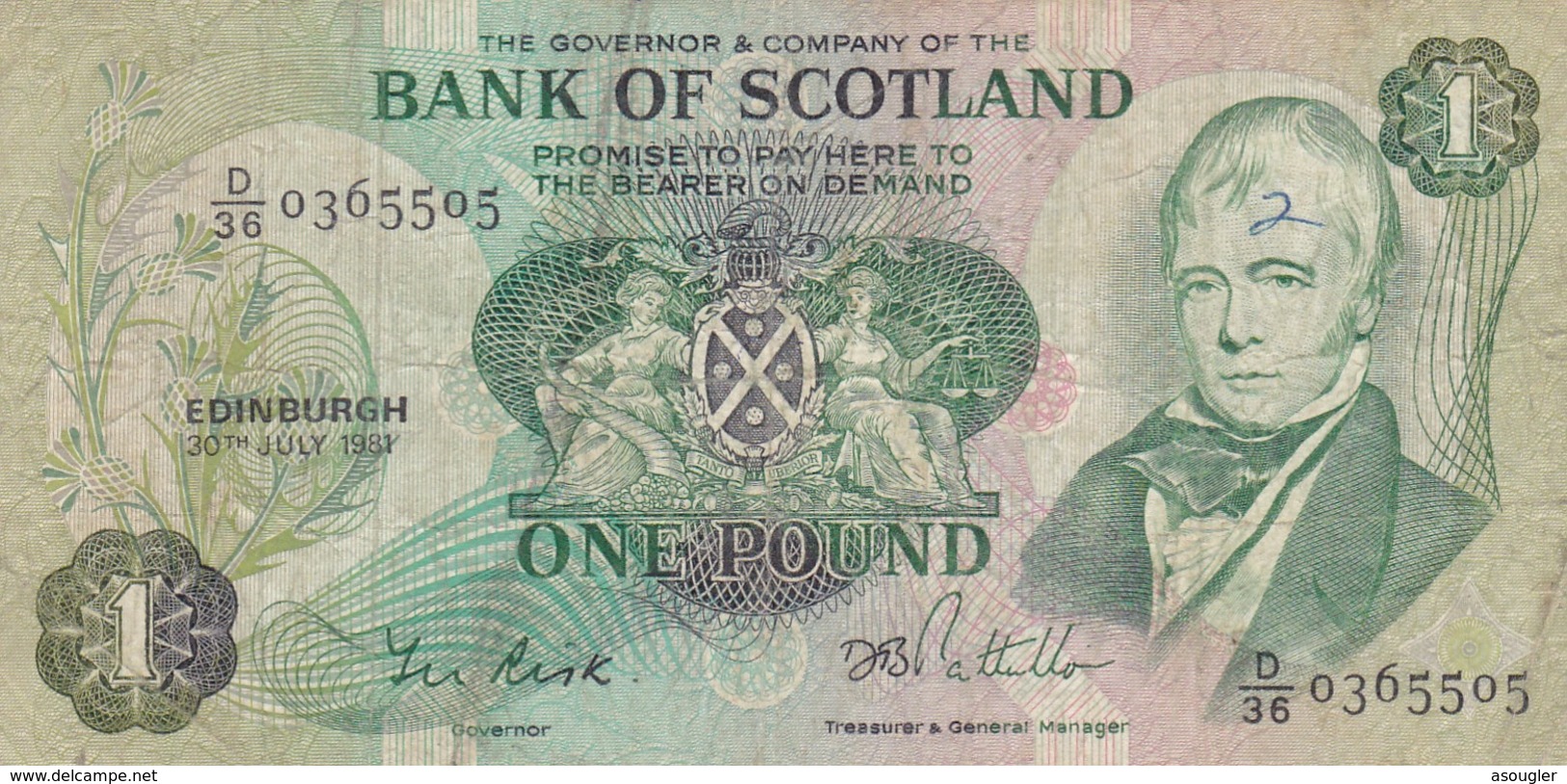 Scotland 1 Pound 1981 VG P-359 P-111e (free Shipping Via Regular Air Mail (buyer Risk) - 1 Pound