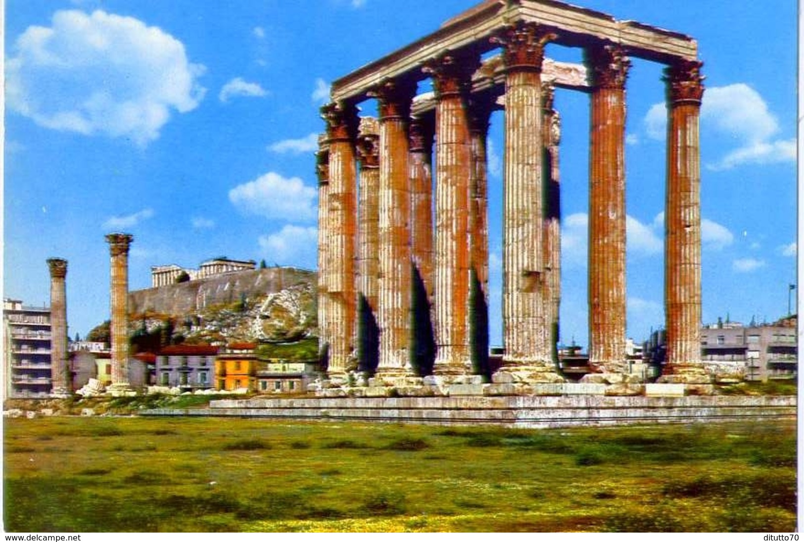 Athens - View Of Olympian And Acropolis - 37-9 - Formato Grande Non Viaggiata &ndash; E1 - Grecia