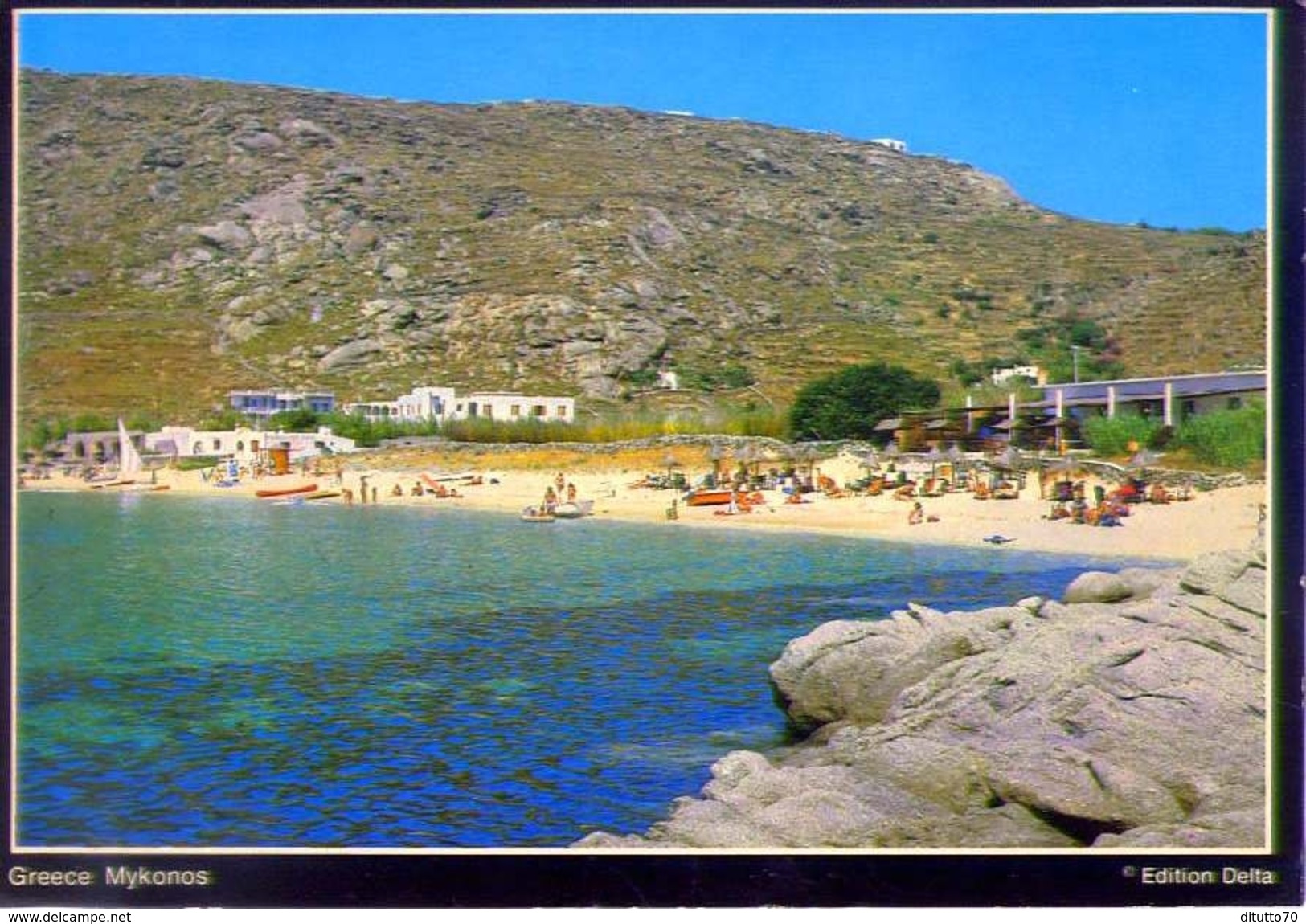 Greece Mykonos - La Spiaggia Psarrou - Formato Grande Viaggiata Mancante Di Affrancatura &ndash; E1 - Grecia