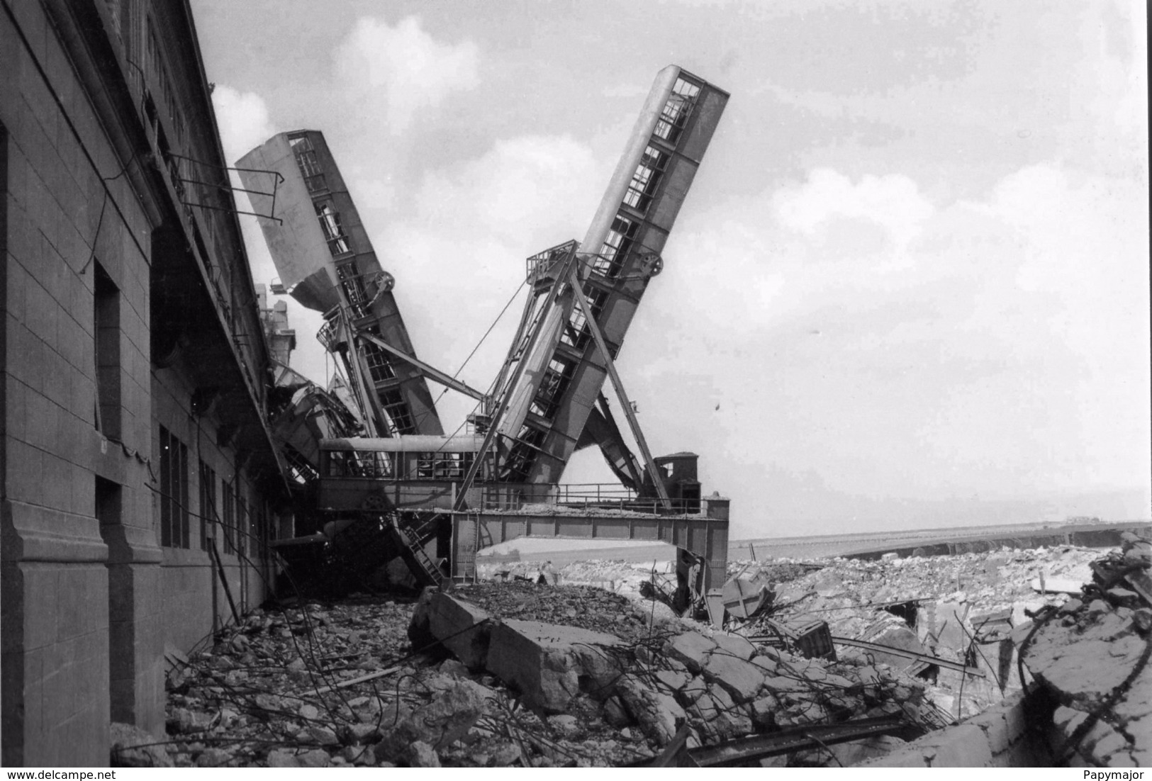 WW2 - Photo-carte - Bataille De Normandie - Passerelles D'embarquement Dévastées Sur Le Quai De France à Cherbourg - 1939-45