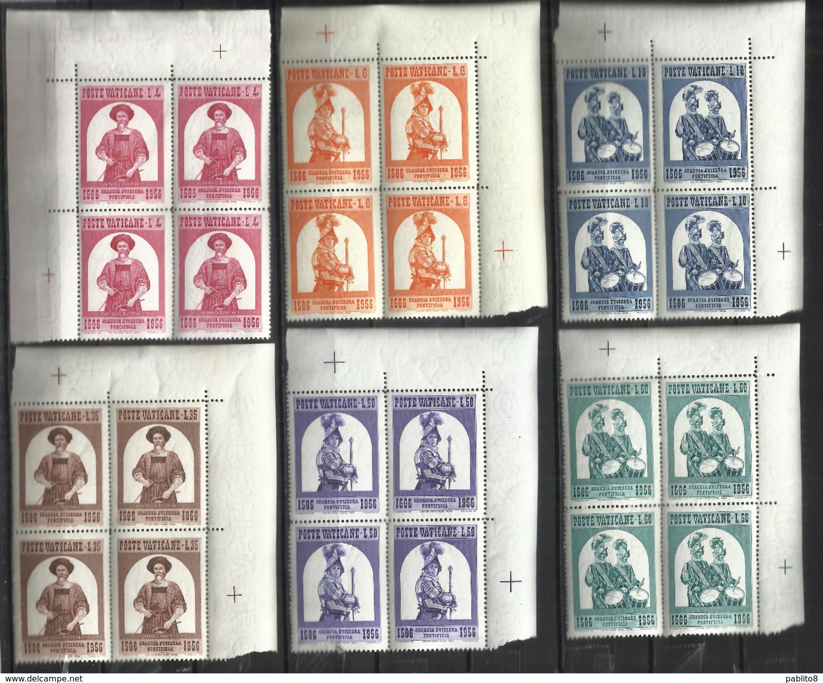 VATICANO VATIKAN VATICAN 1956 GUARDIA SVIZZERA SWISS GUARD SERIE COMPLETA COMPLETE SET MNH - Ongebruikt