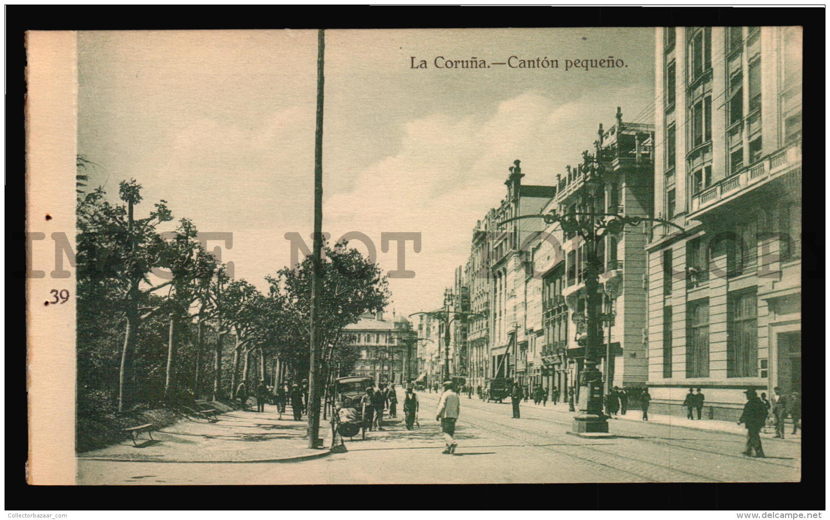 Canton Peque&ntilde;o Coru&ntilde;a Galicia Espa&ntilde;a Tarjeta Postal Vintage Original Ca1900 POSTCARD Car Vehicle CP - La Coruña