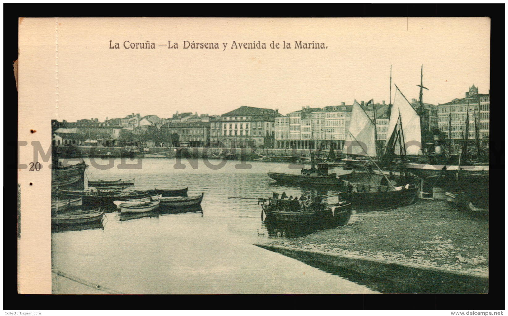 Darsena Coru&ntilde;a Galicia Espa&ntilde;a Tarjeta Postal Vintage Original Ca1900 POSTCARD  CPA AK W4_3270) - La Coruña