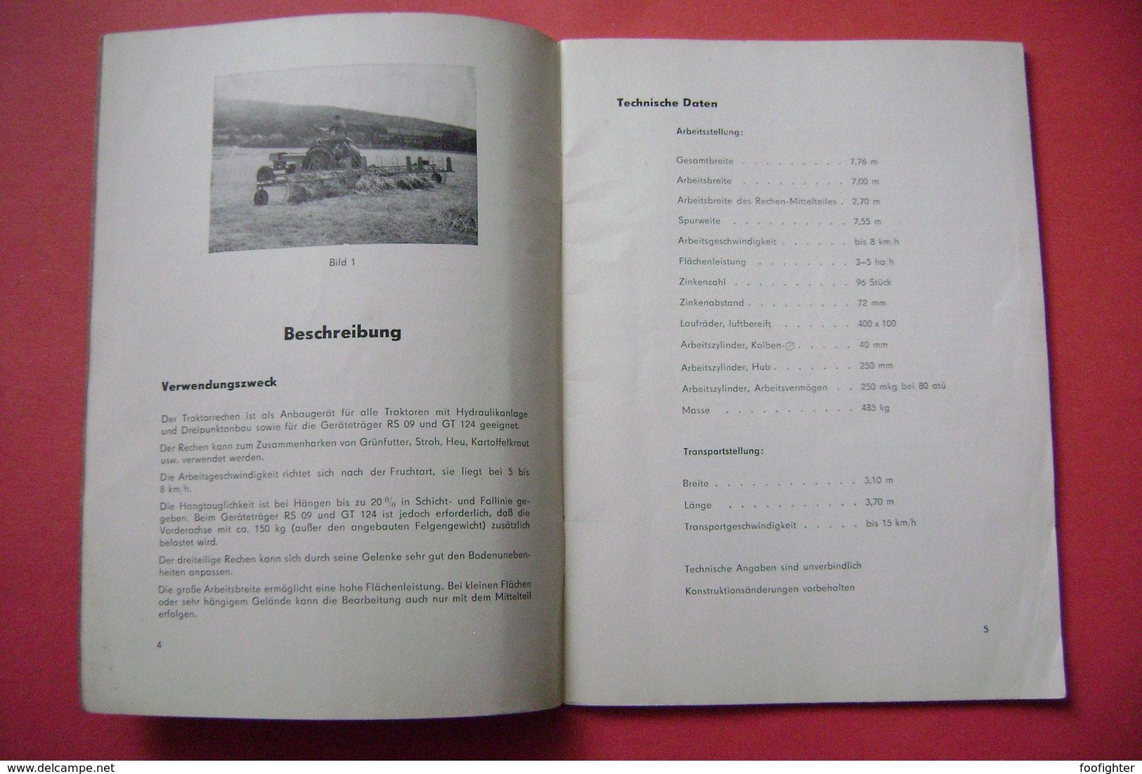 Ersatzteil-Katalog TRAKTORRECHEN Type E 451 - Landmaschinenbau Dahme (Holstein) 1964 - Cataloghi