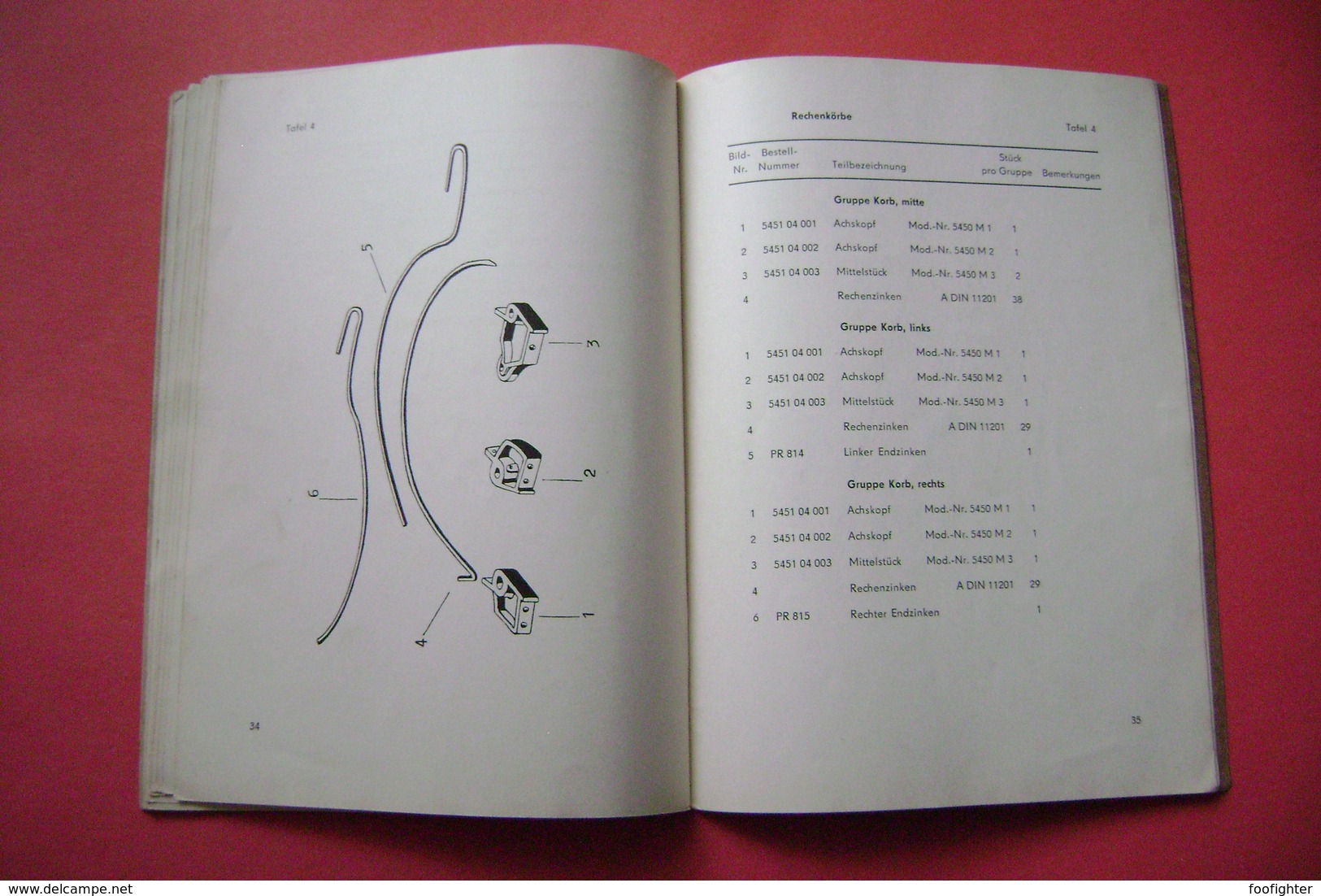 Ersatzteil-Katalog TRAKTORRECHEN Type E 451 - Landmaschinenbau Dahme (Holstein) 1964