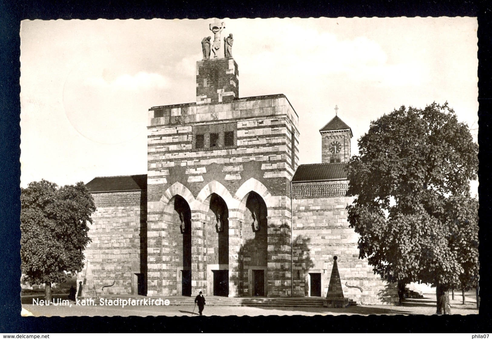 Neu-Ulm Kath. Stadtpfarrkirche / Postcard Circulated, 2 Scans - Neu-Ulm